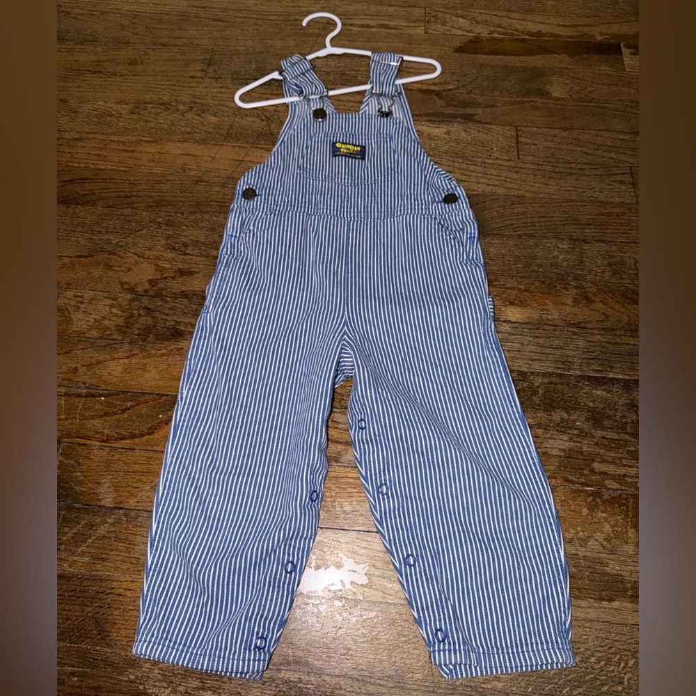 Vintage 90s OshKosh B'gosh "The Genuine Article" Striped Overalls Size 3T